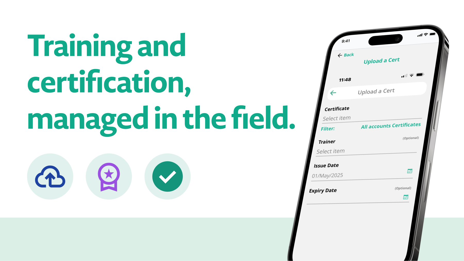 Training and certification, managed in the field 